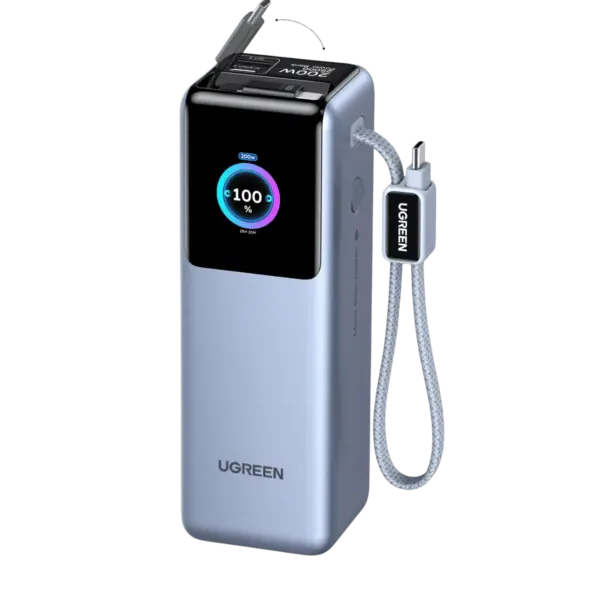 UGREEN 25000mAh – 200W Nexode Pro Power Bank with 35cm Braided Cable + 65cm Retractable Cable – PB728 – 75702B